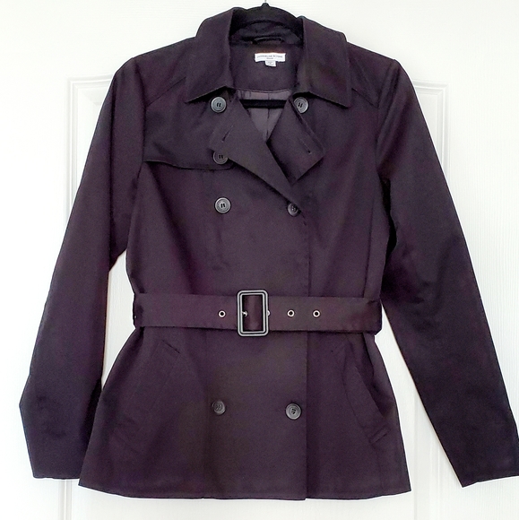 Black Mini Fitted Trench Coat - Picture 1 of 3